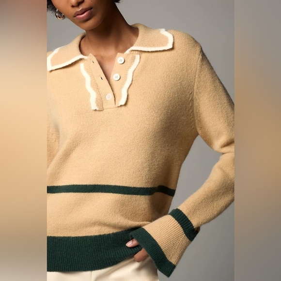 NWT Size M - Anthropologie Maeve Scallop Collared Sweater - Picture 9 of 15